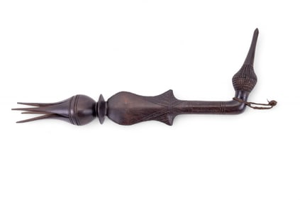 Carved Wooden Tribal-Style Scepter