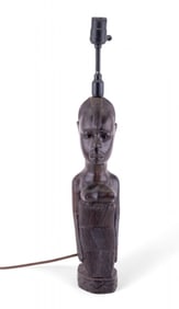 Hand-Carved African Figural Table Lamp