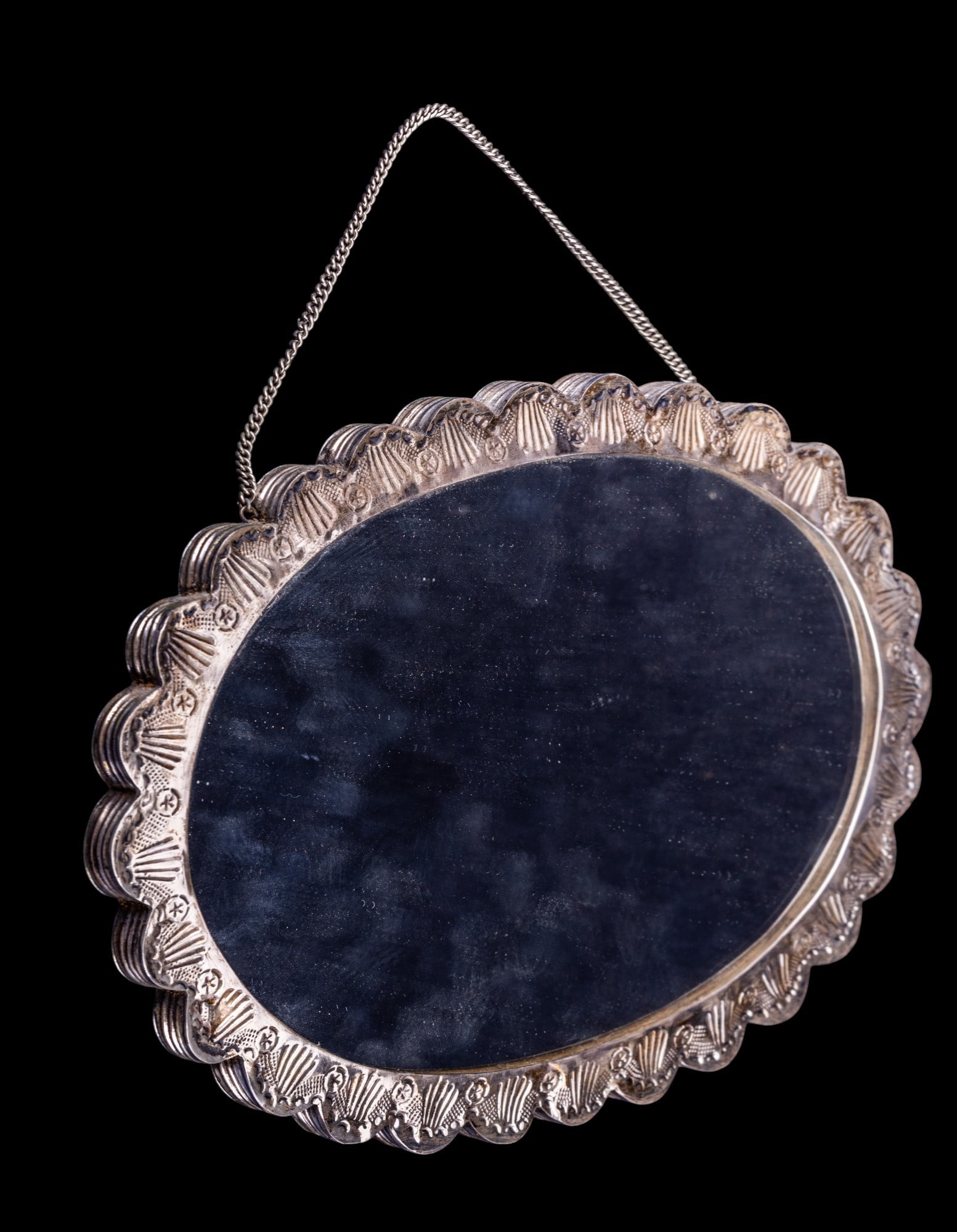 Turkish Silver Wedding Mirror ~12" W (1 of 5)