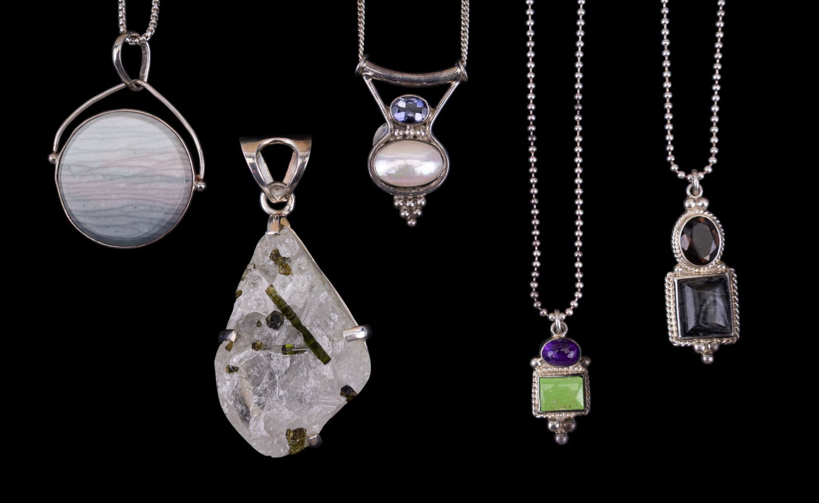 Sterling Silver and Natural Stone Pendants (1 of 12)