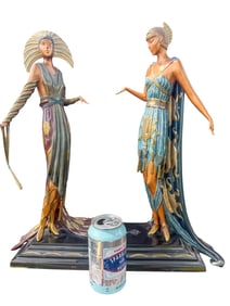 Erte' Art Deco Cold-Painted Bronze "Two Vamps"