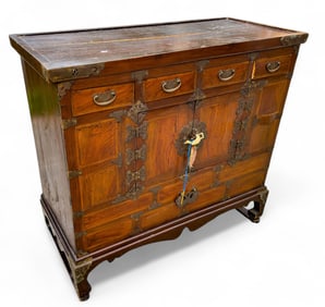 Antique Asian Campaign Style 2 Door Chest