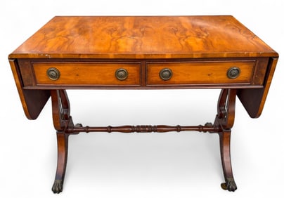 Dropside Lyre or Harp Desk w/ 2 Drawers