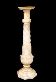 Off White Marble Pedestal / Stand, Barley Twist