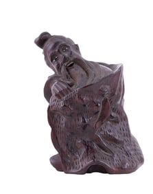 Chinese Carved Hardwood Figurine ~5" H