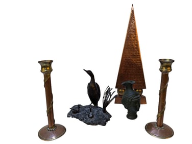 Mixed Metal Decoratives w/ Head Vase, Copper, More
