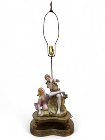 Porcelain Figural Lamp w/ 2 Figures