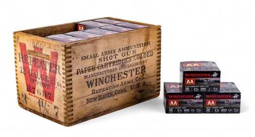 Winchester Repeater Wooden Ammunition Crate w/ Rds