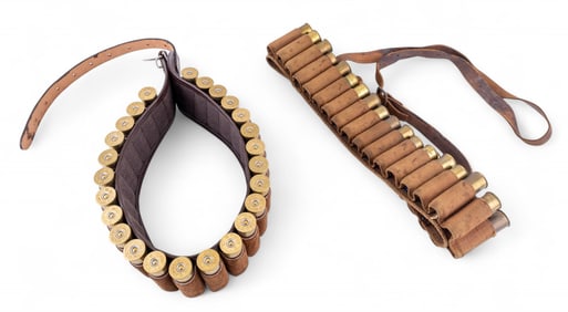 Vintage Leather and Canvas Shotgun Bandoleers (2)