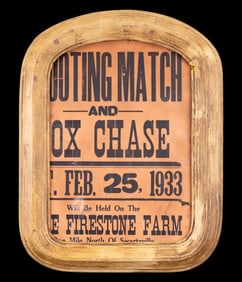 1933 Shooting Match & Fox Chase Broadside in Frame