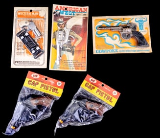 5 Vintage Toy Cap Pistols