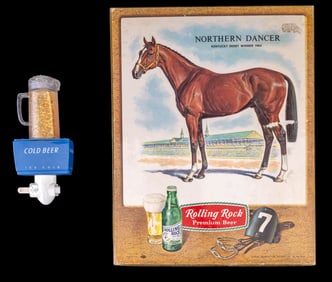 Vintage Rolling Rock Kentucky Derby Plaque & Light