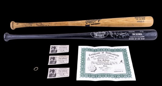 Tim Salmon ROTY Signed Bat and Game Used Bat
