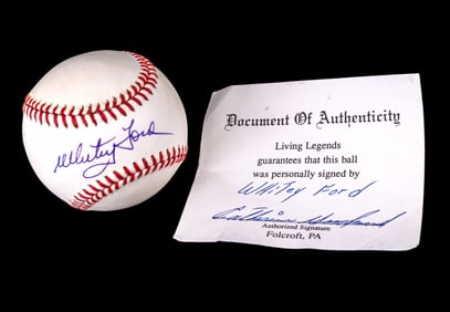 Whitey Ford Signed Baseball w/ COA