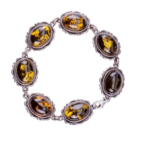 Sterling Silver and Amber Bracelet