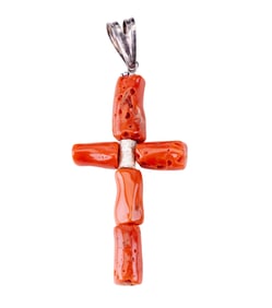 Coral Cross Pendant