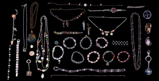 Enamel, Glass Jewelry Grouping