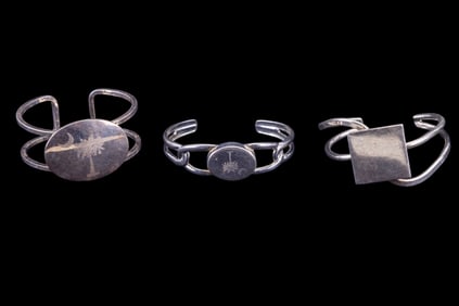 Vintage "Best" Silver Tone Cuff Bracelets
