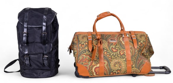 Adrienne Vittadini Rolling Bag and Perry Ellis Bag