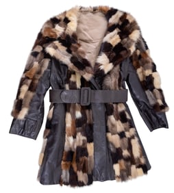 Vintage Patchwork Leather and Fur Car Coat