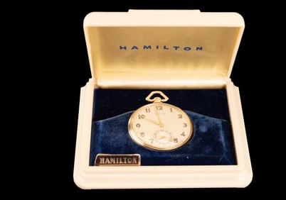 Hamilton 9921 14k Gold Pocket Watch w/ OG Box