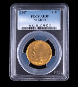 U.S. Indian Head Eagle $10 Gold Coin (1907, NM)