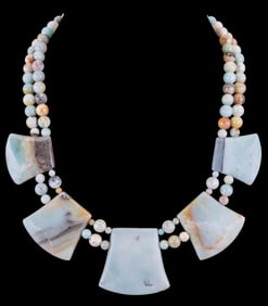 Multi-Color Stone and Silver Necklace