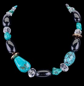Turquoise and Crystal Necklace