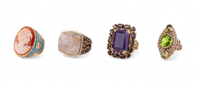 Four Large Statement Rings