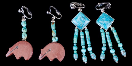 Two Pairs of Turquoise Earrings