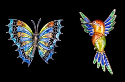 Sterling Enamel Animal Pins