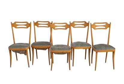 Mid Century Modern Blond Side Chairs (5)