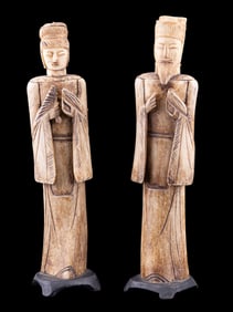 Carved Bovine Bone Chinese Statuettes