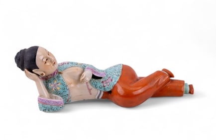 Chinese Porcelain Reclining Lady Figurine