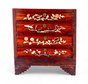 Antique Chinese Stone Inlay Chest of Drawers