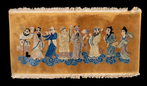 Chinese Immortals Rug, Full Pile, ~4.5'x2.5'