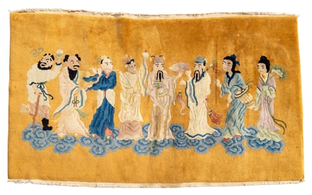 Chinese Immortal Rug, Full Pile, ~5'x3.5'