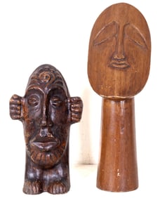 Ceramic Easter Island Sculpture and Another