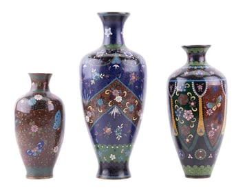 Japanese Cloisonne Vases (3)