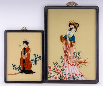 Chinese Reverse Painted Framed Art