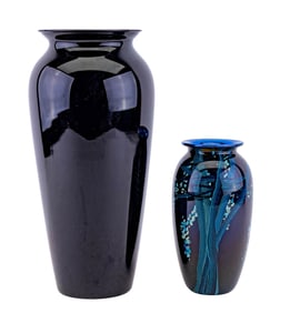 Black Glass Art Vases (2)