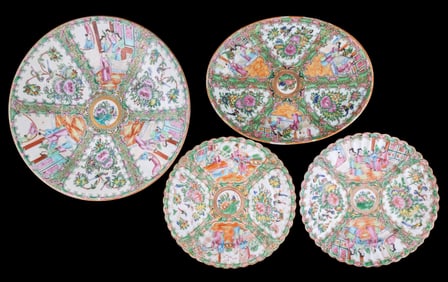 Chinese Rose Medallion Charger, Platter, Plates