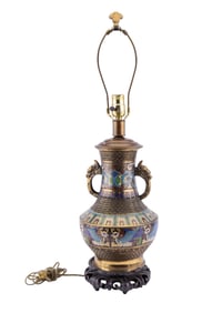 Chinese Bronze Cloisonne Lamp
