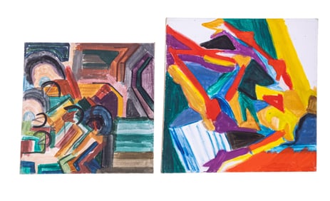 C1970 Modernist Oil on Canvas Paintings (2)