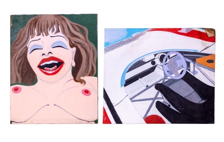 Two Modernist Oil on Canvas c1970