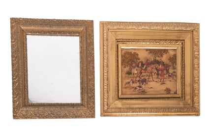 Victorian Mirror & Dimensional Framed Hunt Scene