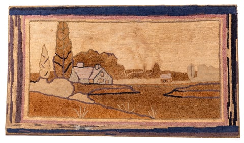 Late 19th/Early 20th Century Framed Hook Rug