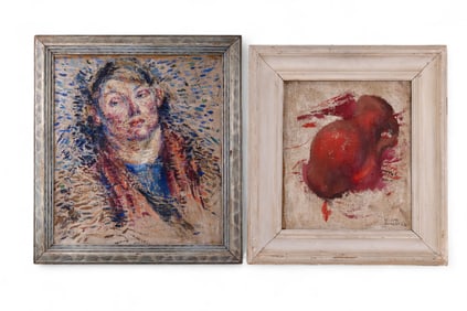 O/C Portrait Painting + Vintage Signed Abstract