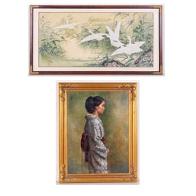 Oil on Board & Japanese Painting on Silk
