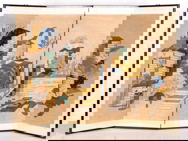 Asian 4-Panel Folding Screen
